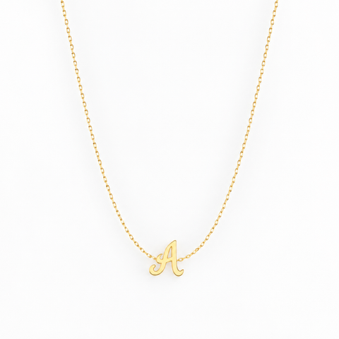 14K Gold Plated Sideways Initial Necklace - 12-24 in M.0068