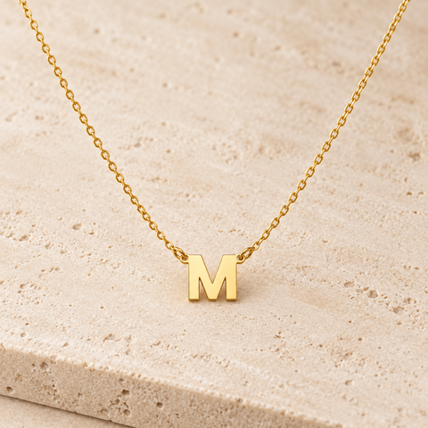14K Gold Plated Initial Name Necklace - 12-24 in M.0105