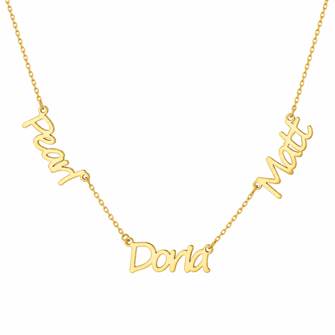 14K Gold Plated Three Named Necklace - 12-24 in M.0124