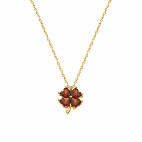 14K Gold Plated Birthstone Clover Necklace - 12-24 in M.0147