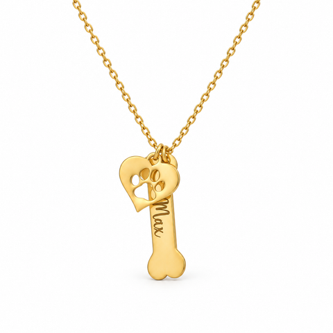 14K Gold Plated Paw Bone Necklace - 12-24 in M.0138