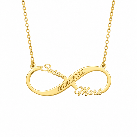 14K Gold Plated Two Names Infinity Necklace - 12-24 in M.0180