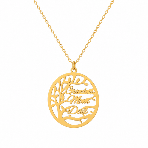 14K Gold Plated Family Tree Necklace - 12-24 in M.0162