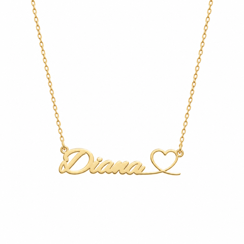14K Gold Plated Heart Name Necklace - 12-24 in M.0201