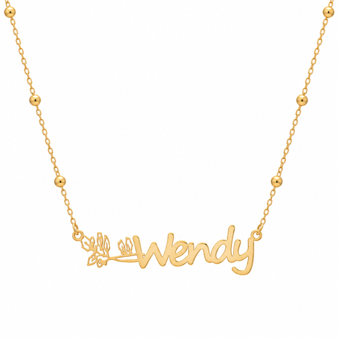 14K Gold Plated Flower Name Horizontal Necklace - 12-24 in M.0238