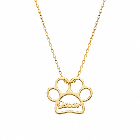 14K Gold Plated Named Paw Necklace - 12-24 in M.0237