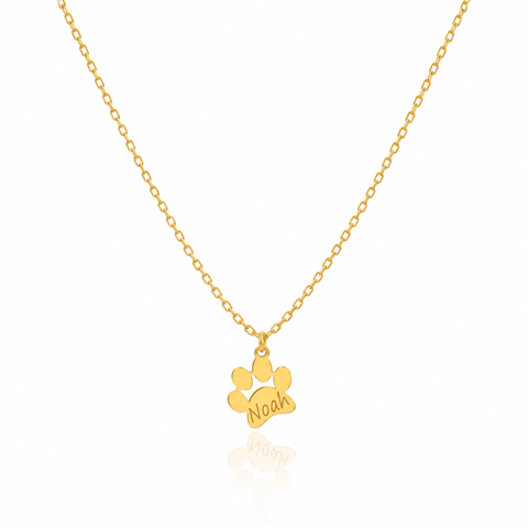 14K Gold Plated Paw Name Necklace - 12-24 in M.0271