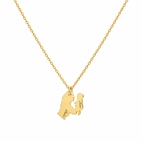 14K Gold Plated Mother and Baby Heart Necklace - 12-24 in M.0289