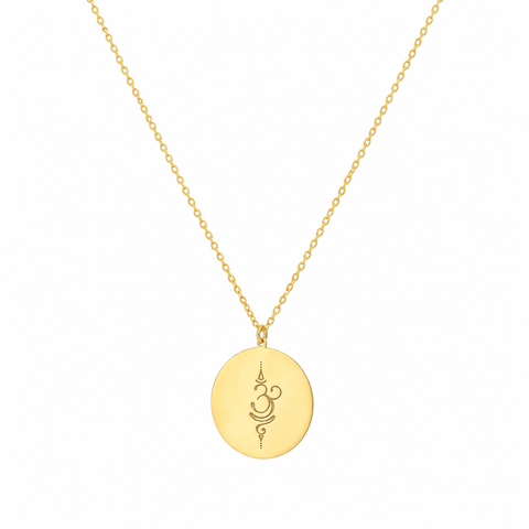 14K Gold Plated Breathe Disc Necklace - 12-24 in M.0355