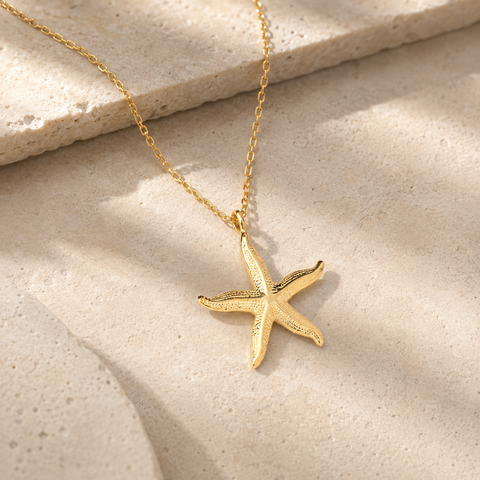 14K Gold Plated Starfish Necklace - 12-24 in M.0511