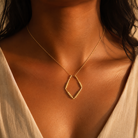 14K Gold Plated Square Ring Holder Necklace - 12-24 in M.0512