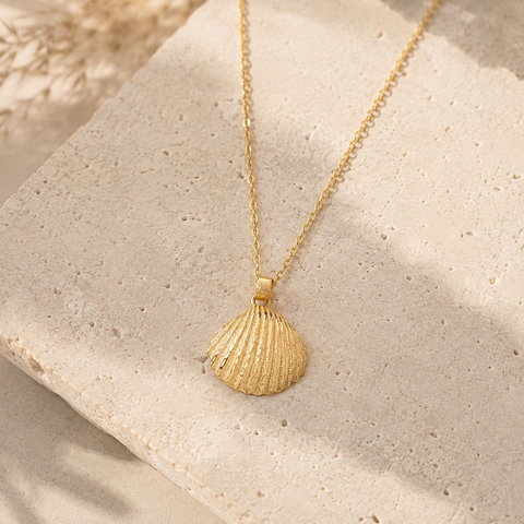 14K Gold Plated 3D Seashell Necklace - 12-24 in M.0513