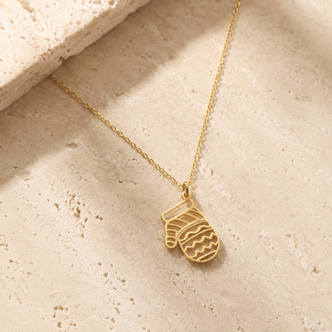 14K Gold Plated Winter Glove Necklace - 12-24 in M.0584