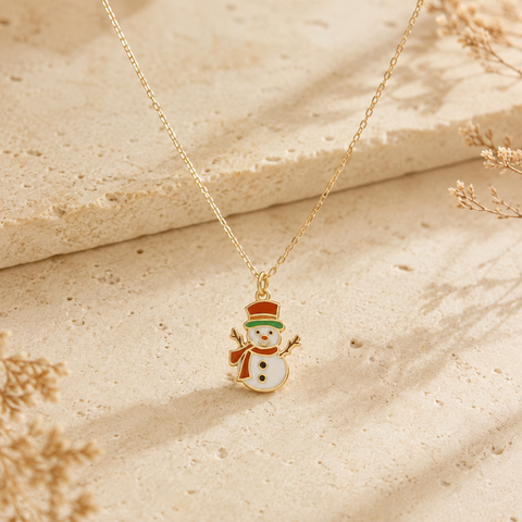 14K Gold Plated Snowman Necklace - 12-24 in M.0586