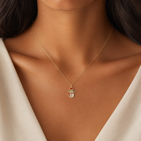 14K Gold Plated Snowman Necklace - 12-24 in M.0586