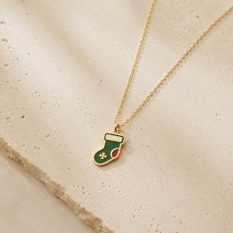 14K Gold Plated Christmas Stocking Necklace - 12-24 in M.0587