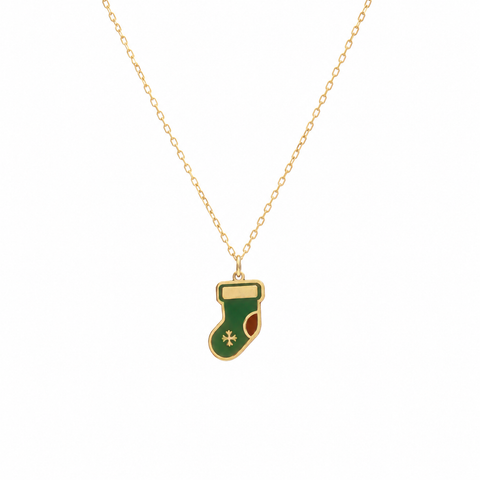 14K Gold Plated Christmas Stocking Necklace - 12-24 in M.0587