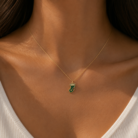 14K Gold Plated Christmas Stocking Necklace - 12-24 in M.0587