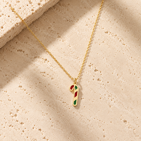 14K Gold Plated Candy Cane Necklace - 12-24 in M.0588
