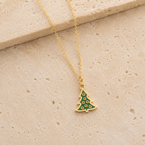 14K Gold Plated Christmas Tree Necklace - 12-24 in M.0591