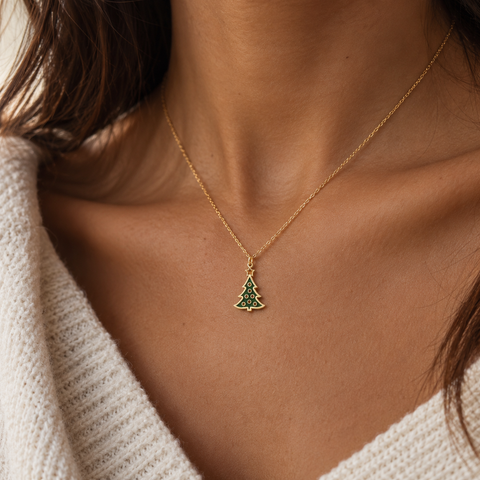 14K Gold Plated Christmas Tree Necklace - 12-24 in M.0591