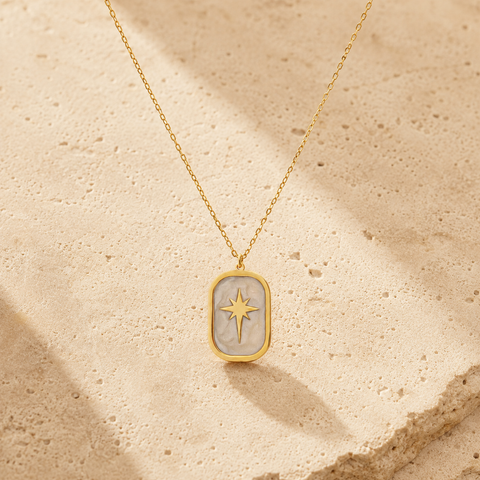 14K Gold Plated North Star Necklace - 12-24 in M.0592