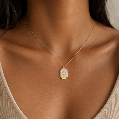 14K Gold Plated North Star Necklace - 12-24 in M.0592
