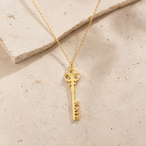 14K Gold Plated Key Name Necklace - 12-24 in M.0598