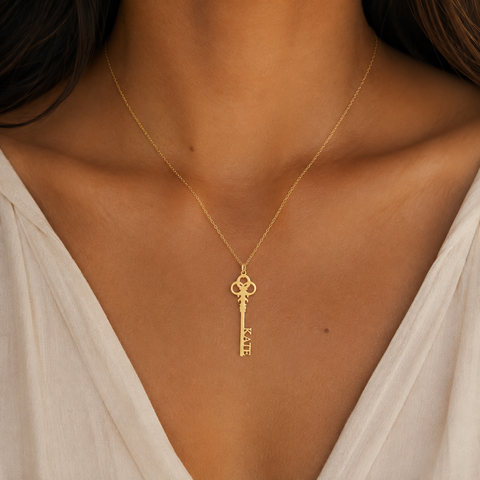 14K Gold Plated Key Name Necklace - 12-24 in M.0598