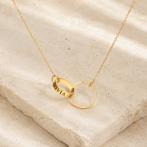 14K Gold Plated Circle Name Necklace - 12-24 in M.0609