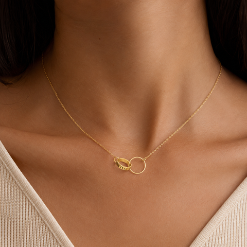 14K Gold Plated Circle Name Necklace - 12-24 in M.0609