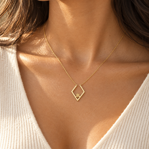 14K Gold Plated Ring Holder Birth Flower Necklace - 12-24 in M.0612