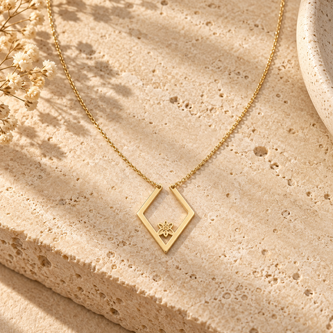 14K Gold Plated Ring Holder Birth Flower Necklace - 12-24 in M.0612