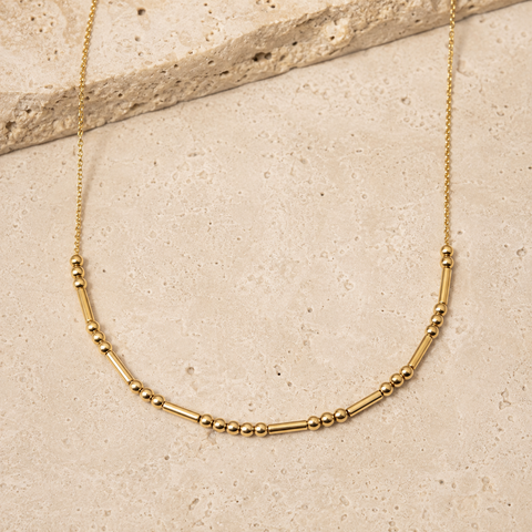 14K Gold Plated Morse Code Necklace - 12-24 in M.0616