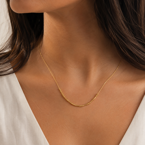 14K Gold Plated Morse Code Necklace - 12-24 in M.0616