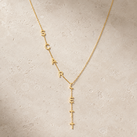 14K Gold Plated Initial Side Necklace - 12-24 in M.0659