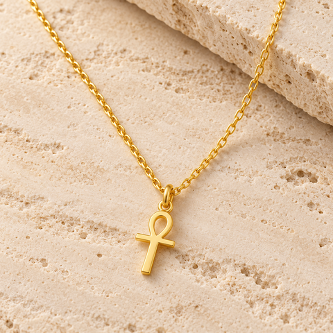 14K Gold Plated Egyptian Cross Necklace - 12-24 in M.0445