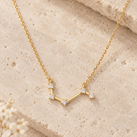 14K Gold Plated Birthstone Zodiac Necklace - 12-24 in M.0567