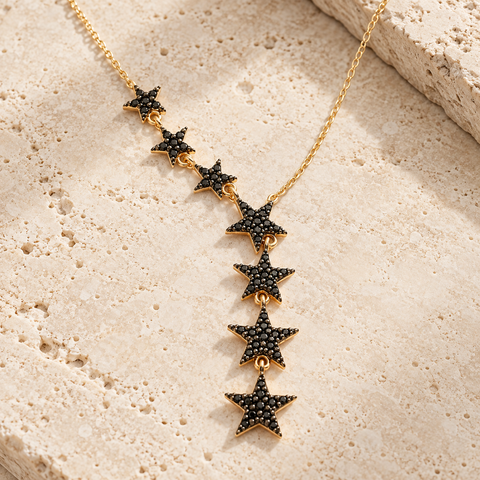 14K Gold Plated Sequential Star Necklace - 12-24 in M.0366