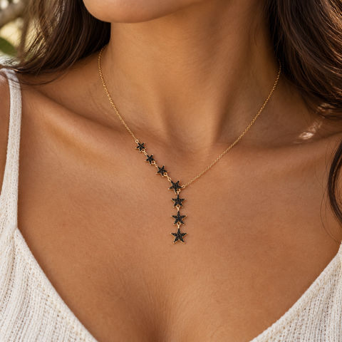 14K Gold Plated Sequential Star Necklace - 12-24 in M.0366
