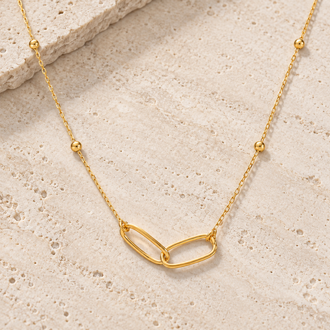 14K Gold Plated Linked Pendant Necklace - 12-24 in M.0062