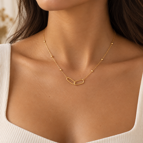 14K Gold Plated Linked Pendant Necklace - 12-24 in M.0062