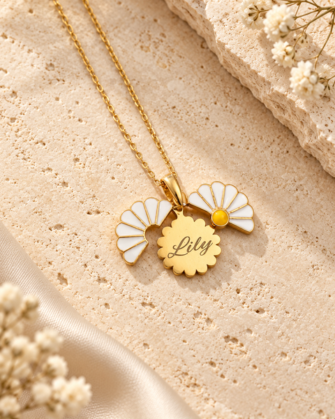 14K Gold Plated Openable Daisy Name Necklace - 12-24 in M.0063