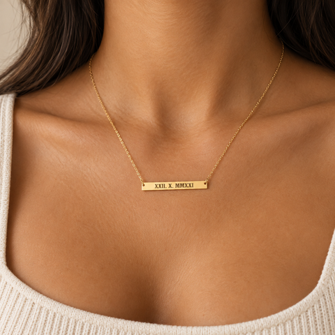 14K Gold Plated Horizontal Bar Necklace - 12-24 in M.0067