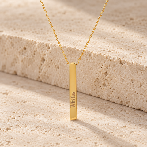 14K Gold Plated 3D Bar Necklace - 12-24 in M.0199