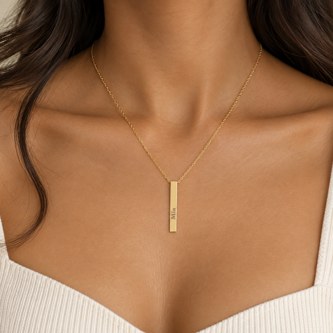 14K Gold Plated 3D Bar Necklace - 12-24 in M.0199