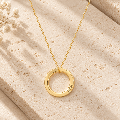 14K Gold Plated Circle Linked Necklace - 12-24 in M.0214