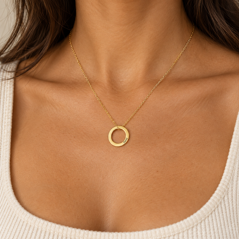 14K Gold Plated Circle Linked Necklace - 12-24 in M.0214