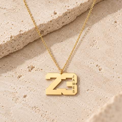 14K Gold Plated Name Number Necklace - 12-24 in M.0255