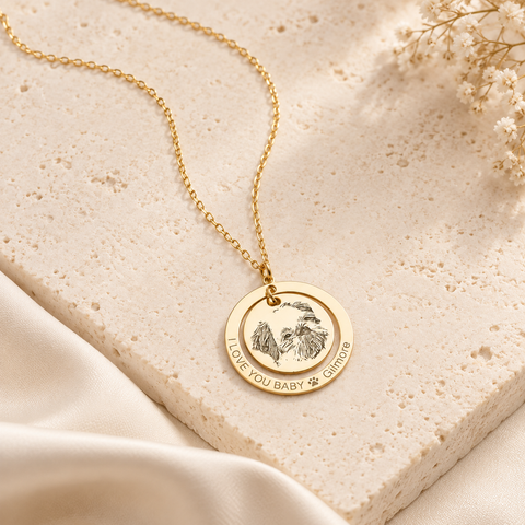 14K Gold Plated Picture Engraved Pet Necklace - 12-24 in M.0456